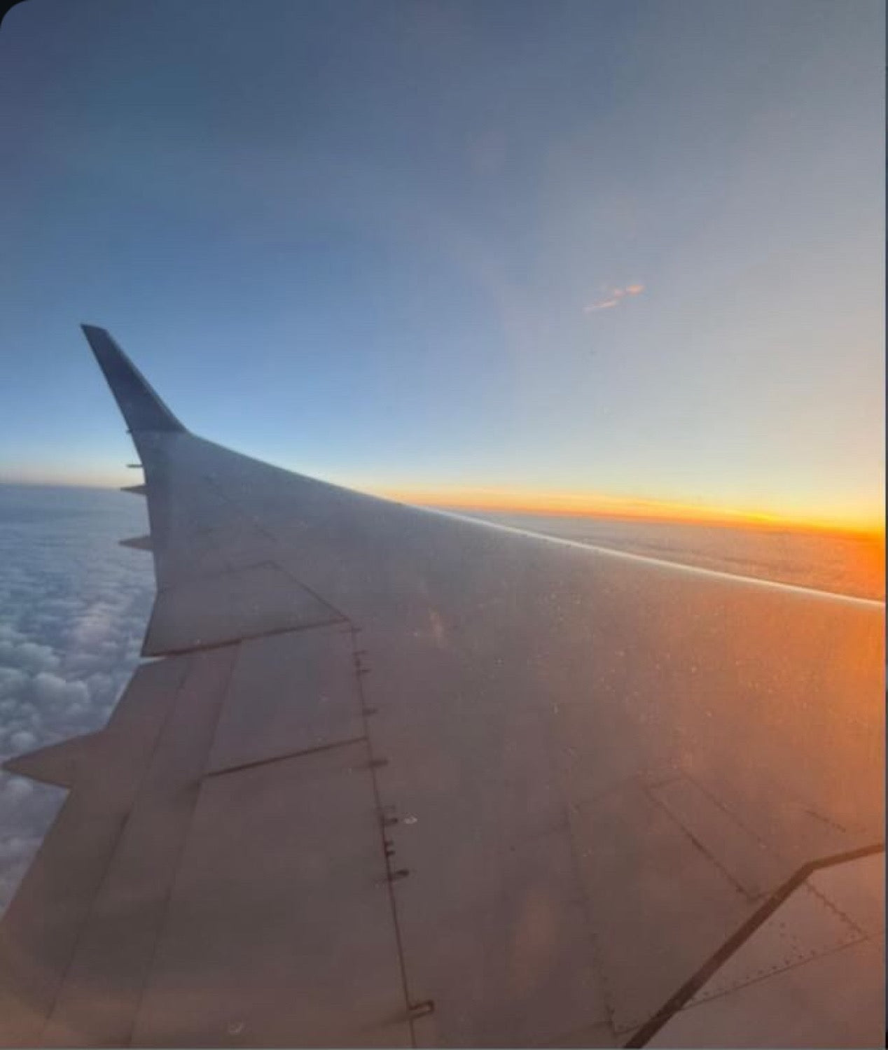 Airplane view at sunset